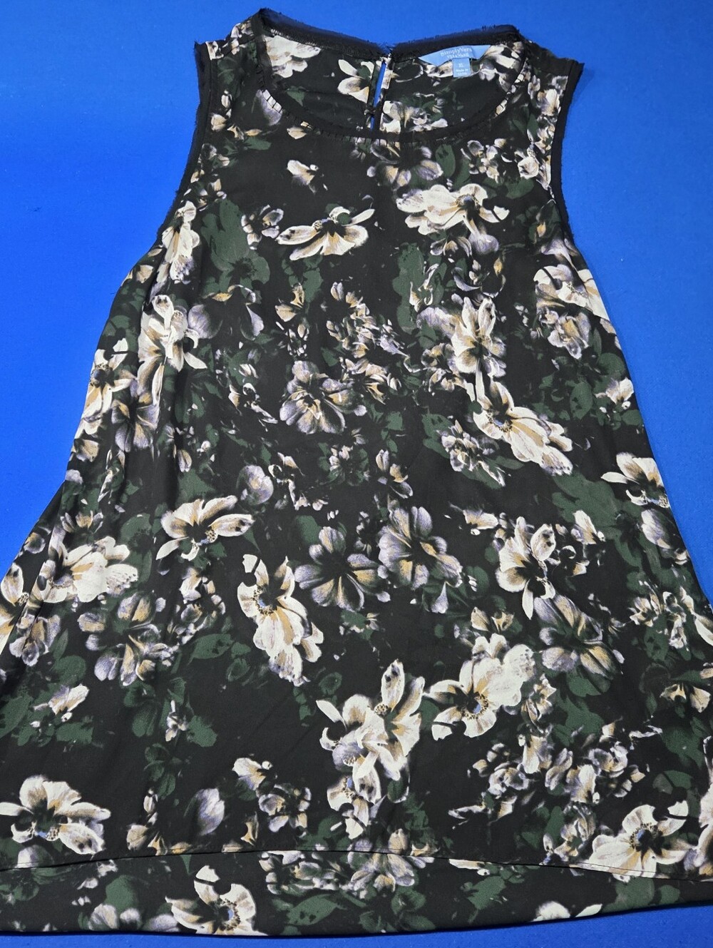 Simply Vera Black Floral Long Tank Top Sheer Size Womens XL
